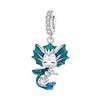 Copper Blue Little Dragon Animal Beads Original Pendants Bracelet Charm Jewelry Party Diy Trendy Gifts