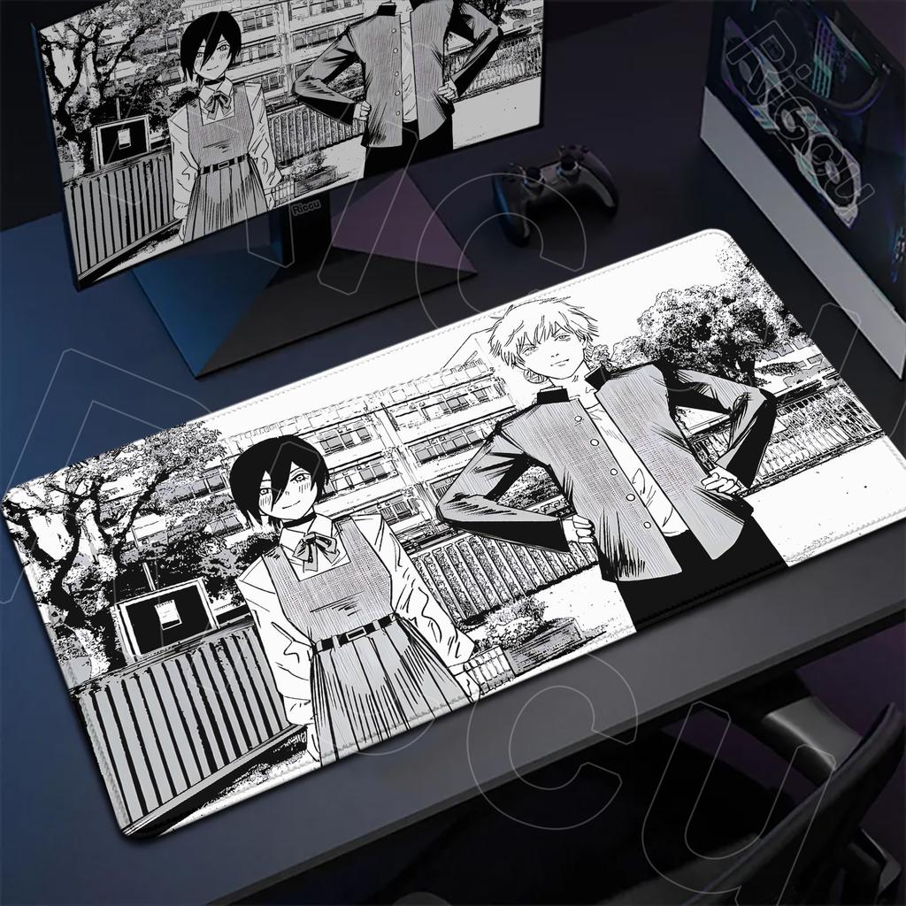 Large Writing Non-slip Office Student Gamer Mat Cute Reze And Flower Art Table Laptops C-Chainsaw Mans Thicken Durable Mouse Pad