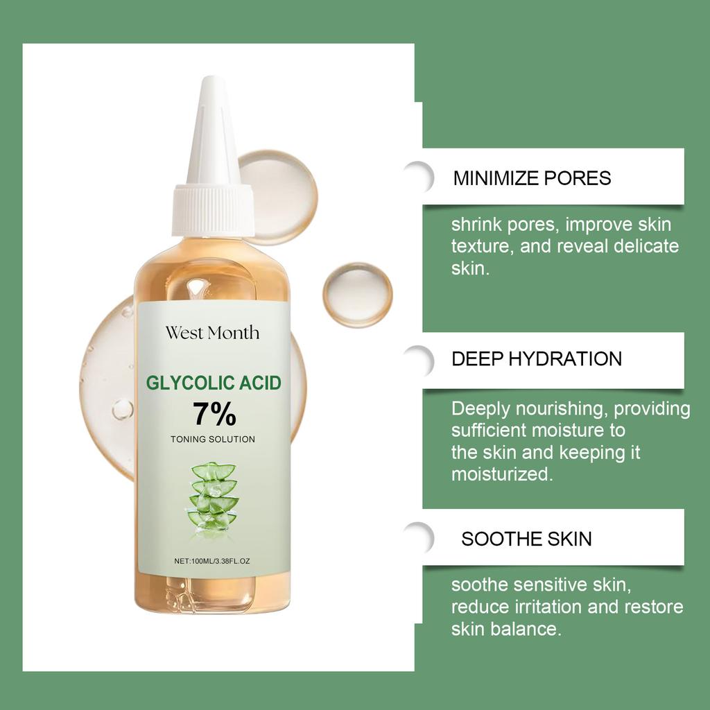 Glycolic Acid 7% Toning Solution Lighten Wrinkles Acne Shrink Pores Lifting Glowing Firming Nourish Repair Facial Toner Essence