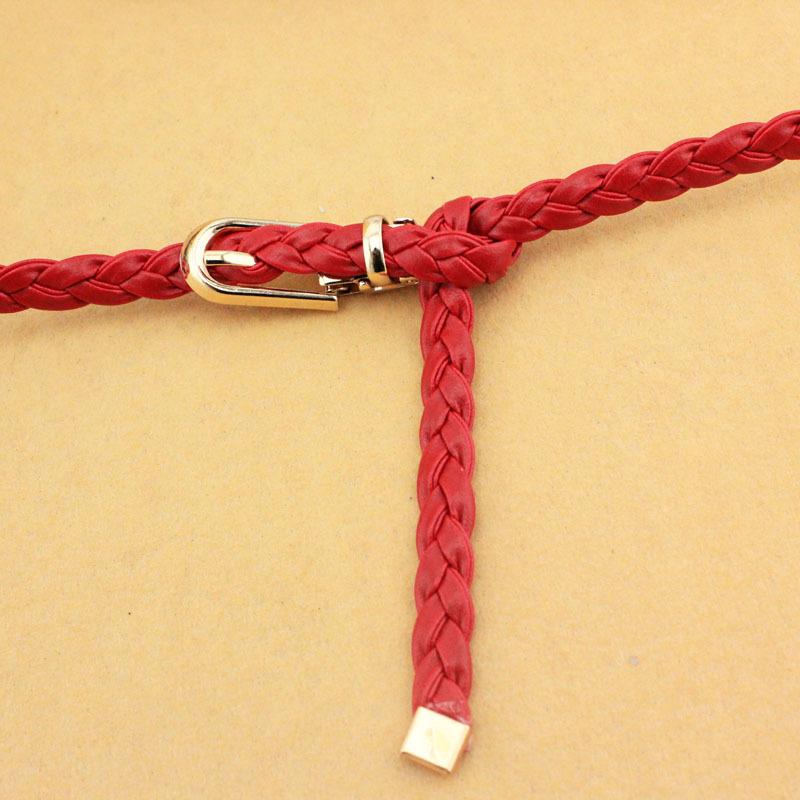 PU Gewebter Damen Dünner Gürtel Frühling Und Sommer Kleideraccessoire Gürtel Damengürtel