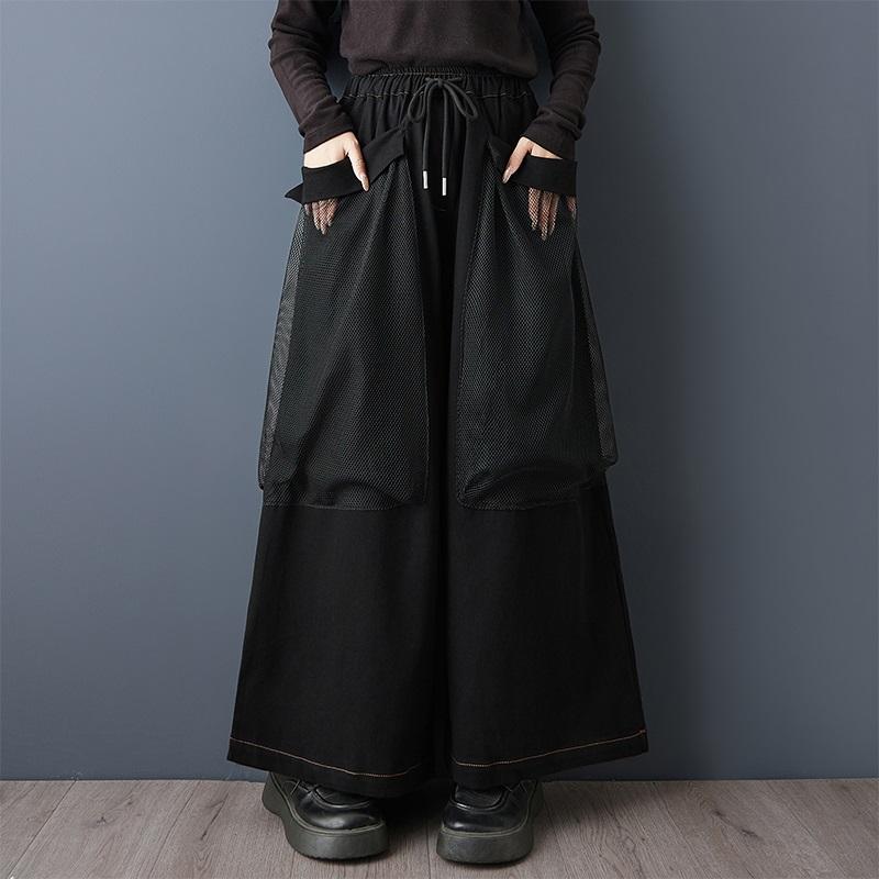 plus size Vintage patchwork high waist casual loose Women spring autumn jeans denim wide leg Pants