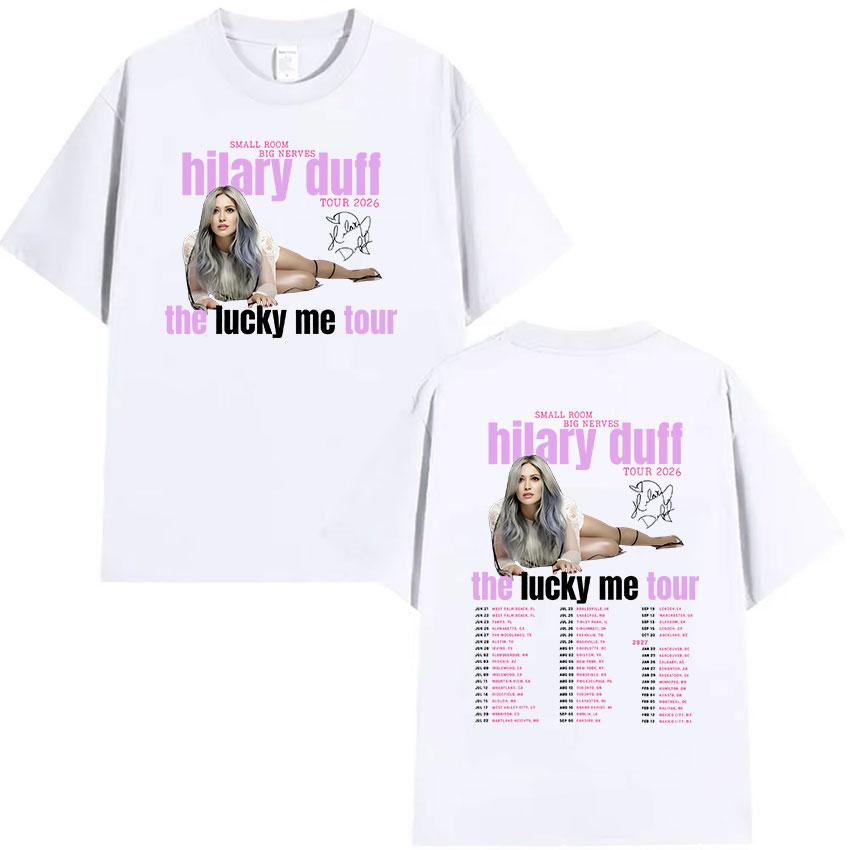 Hilary Duff SMALL ROOMS BIG NERVES Tour 2026 Print Tshirts Unisex Women Vintage High Quality Fashion Oversized 100 Cotton Tshirt
