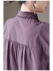 Retro Ash Purple Loose Winter Shirt with Small Lapel