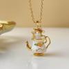 Enamel Chipmunk Teapot Earrings Trendy Pendant Necklace Stylish Woman Accessory