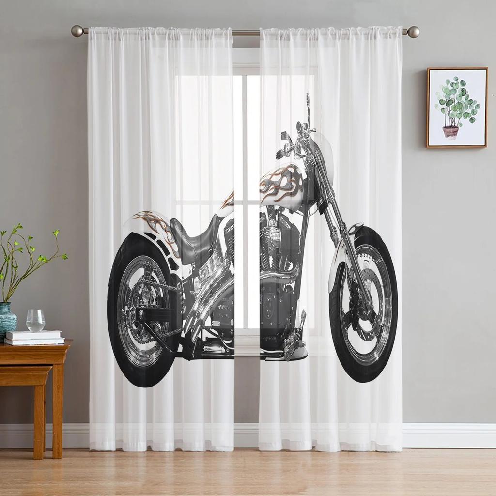 Motocykl Transport Okna Zasłony Salon Tiulowe Zasłony Wystrój Kuchni Dzieci Pokój Zasłony Obróbka Okna