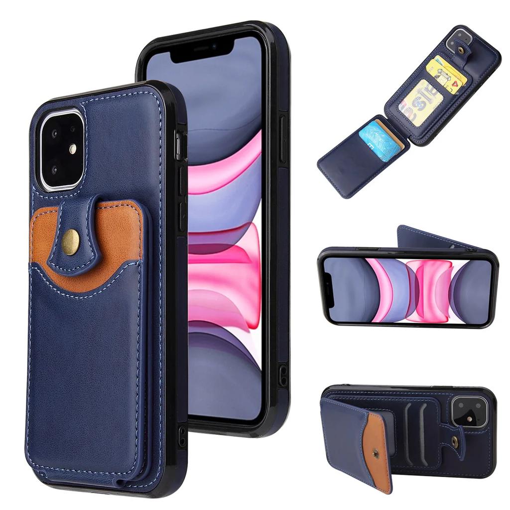 Luxury Leather Cards Case for iPhone 15 14 13 12 Mini 11 Pro X XS Max XR SE 2022 7 8 Plus Wallet Card Holder Phone Cover Bags