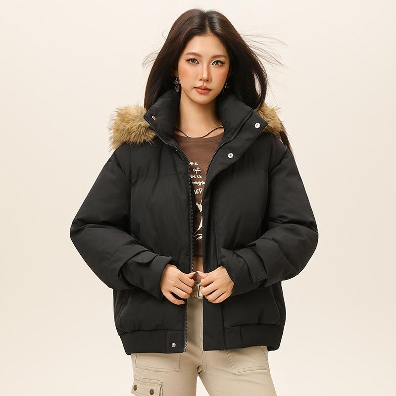Men Women Cotton-padded Coat Women's Winter Hooded Parkas Fur Collar Thicken Warm Outerwear Cotton Coat Male Outdoor Parkas
