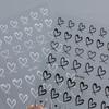 1 Sheet Nail Art Stickers 3D Cute Heart White Gold Silver Lines Love Heart Nail Decals Diy Adhesive Slider Manicure Decorations