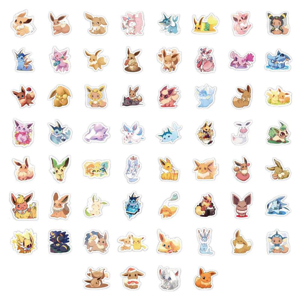10/30/60pcs Kawaii Cartoon  Eevee Stickers Anime Graffiti Decals Laptop Guitar Suitcase Phone Cute Decoration Sticker Toy