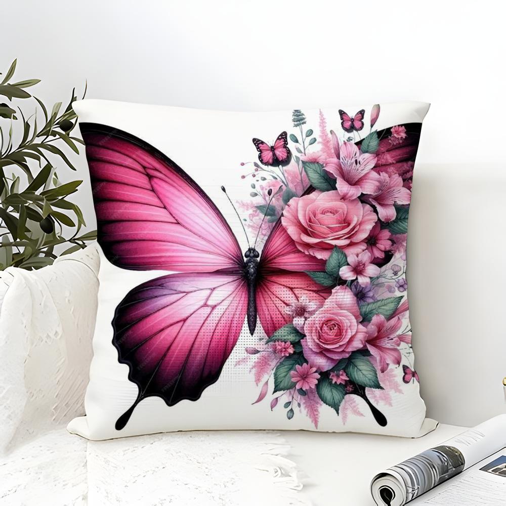 Naturally Beautiful and Elegant Butterflies Pillow Case Linen Pillow Case Sofa Home Decor Cushion Cover Cushion Cove