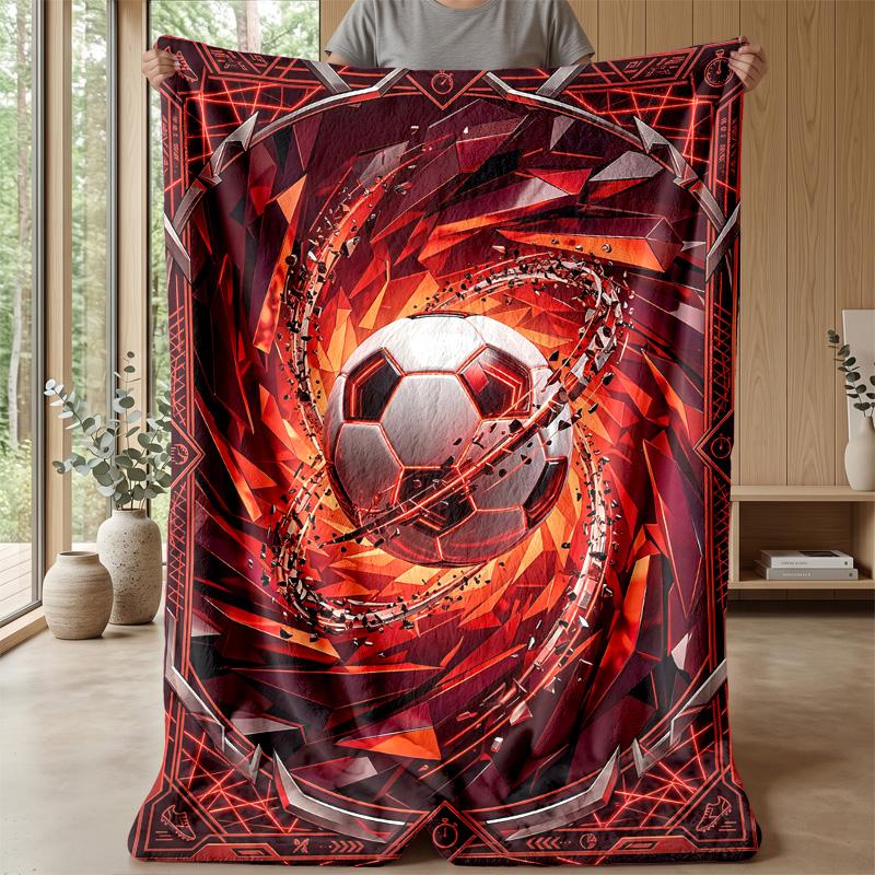 Soccer Ball in Flames 3 Theme blanket Lightweight Warm Flannel Blanket Decorative Throw Blanket for Home Decoration