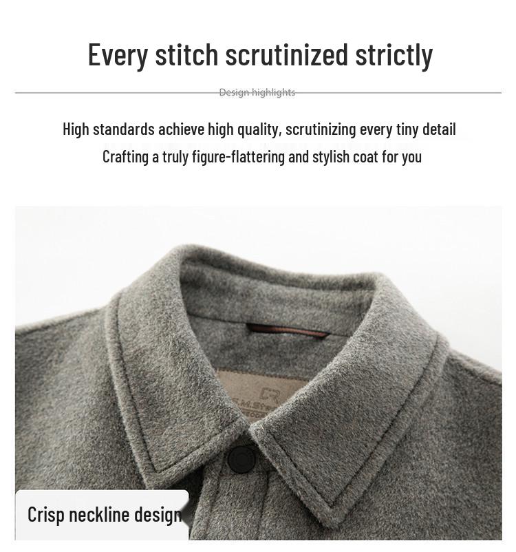 Hengyuanxiang Men's Wool-Down Detachable Jacket, 2025 Autumn Casual Lapel Coat