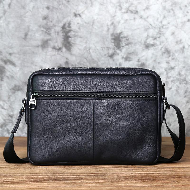 New Men's Leather Shoulder Bag Top Layer Leather Casual Backpack Horizontal Crossbody Bag Trendy Men's Bag 10-inch IPad Bag NZPJ
