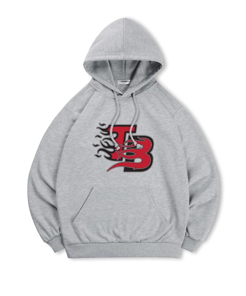 [Non-Fleece Or Fleece-Lined] Flaming Print Hooded Sweatshirt (Type B)