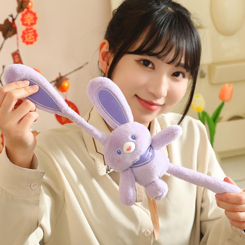 Funny Pull Ear Rabbit Plush Pendant Cute Doll Toy Keychain