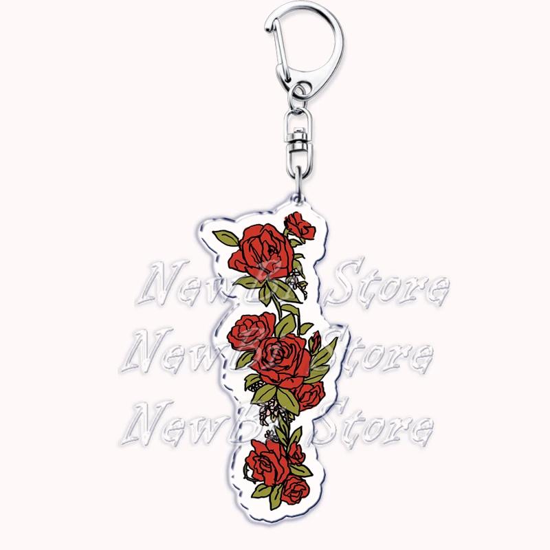 Romantic Pink Rose Flower Keychains Sunflower Red Love Keyring for Accessories Bag Key Chain Ring Jewelry Lovers Friends Gift