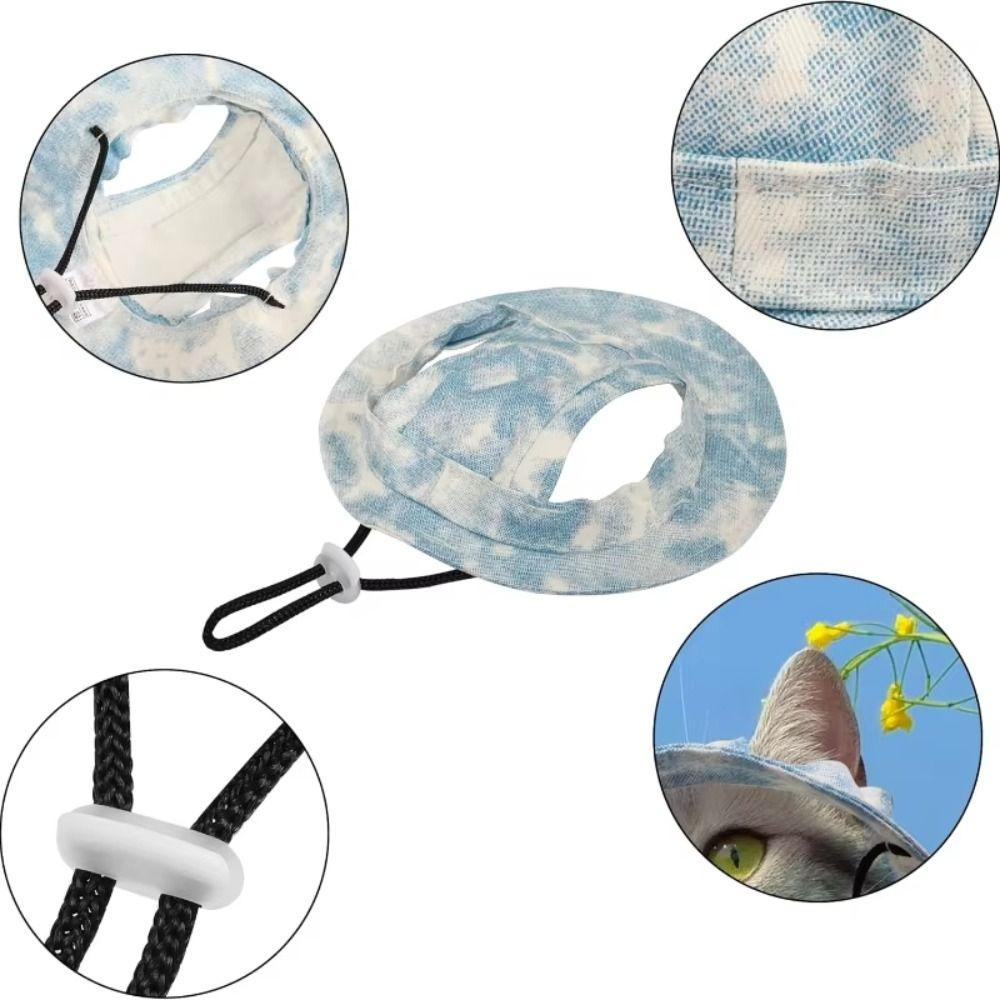 S/M/L Cat Sun Hat with Ear Holes Pet Caps Summer Sunhat Dog Fisherman Hat  for Small Medium Cat