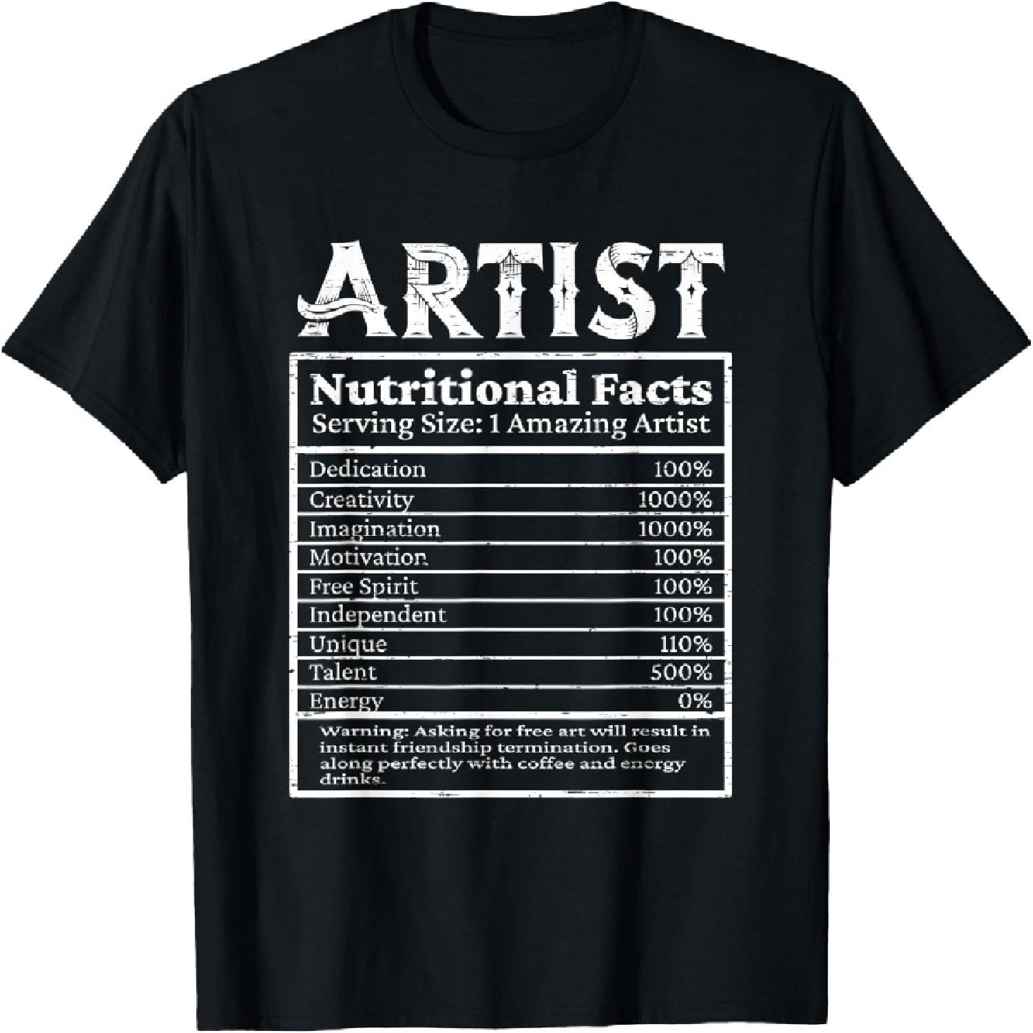 

Talents Painter Nutrirional Design & Gifts Artist Nutritional Facts Artist T-Shirt, Black XXXXXL