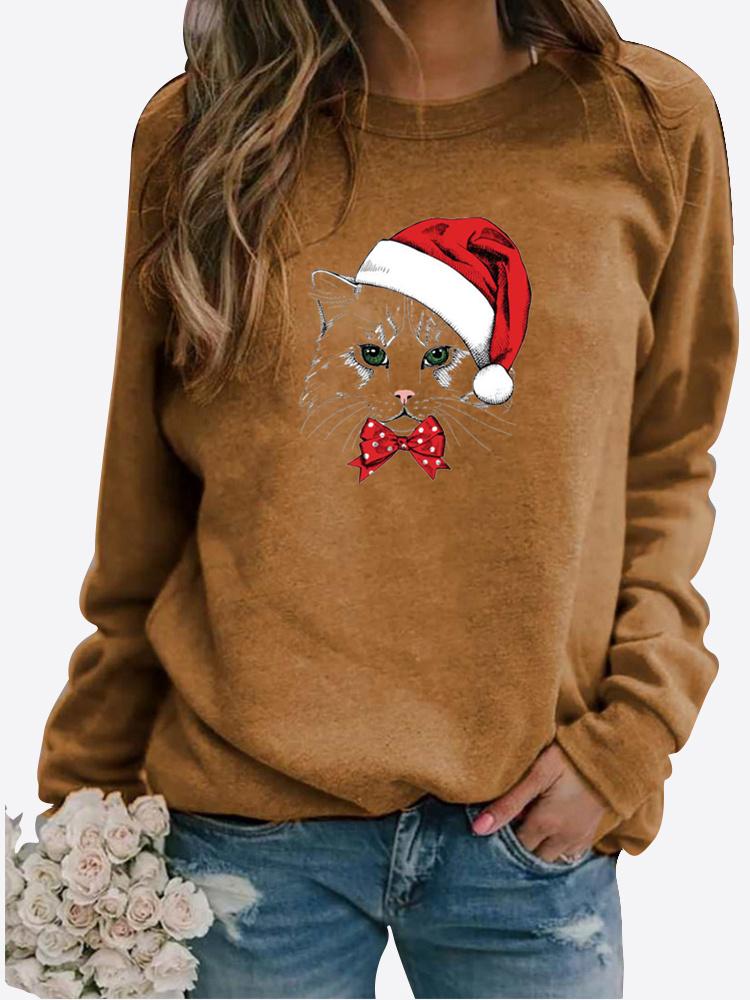 Ropa de otoño e invierno para mujer, sudadera informal estampada, Tops de manga larga, camiseta, jersey de cuello redondo, blusa