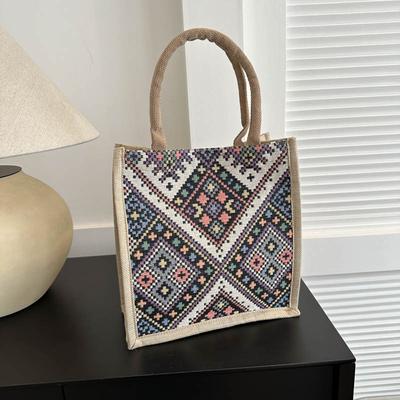 Large Capacity Commuting Bag for Women New Fashion One-shoulder Tote Bag Ethnic Style Student Handheld Class Bag Trend