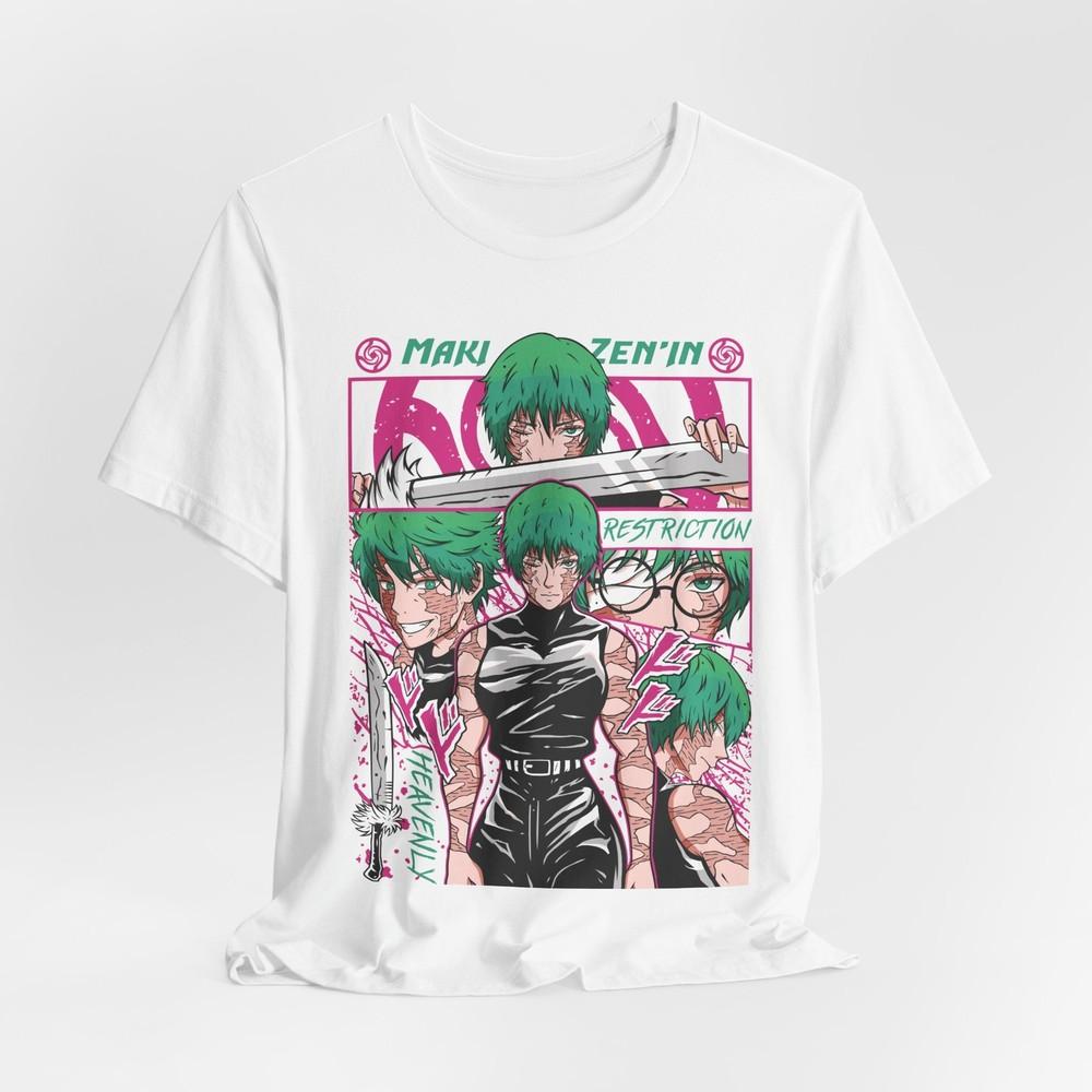 JJK Green-Haired Anime Character Maki Tee | Unisexga Panel Graphic T-Shirt XL