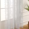 Moderner, einfacher Fenstervorhang mit kleiner Rosette und Durchgangsstange, französischer transparenter Vorhang aus Polyesterfaser, geeignet für Wohnzimmer, Schlafzimmer, Erkerfenster