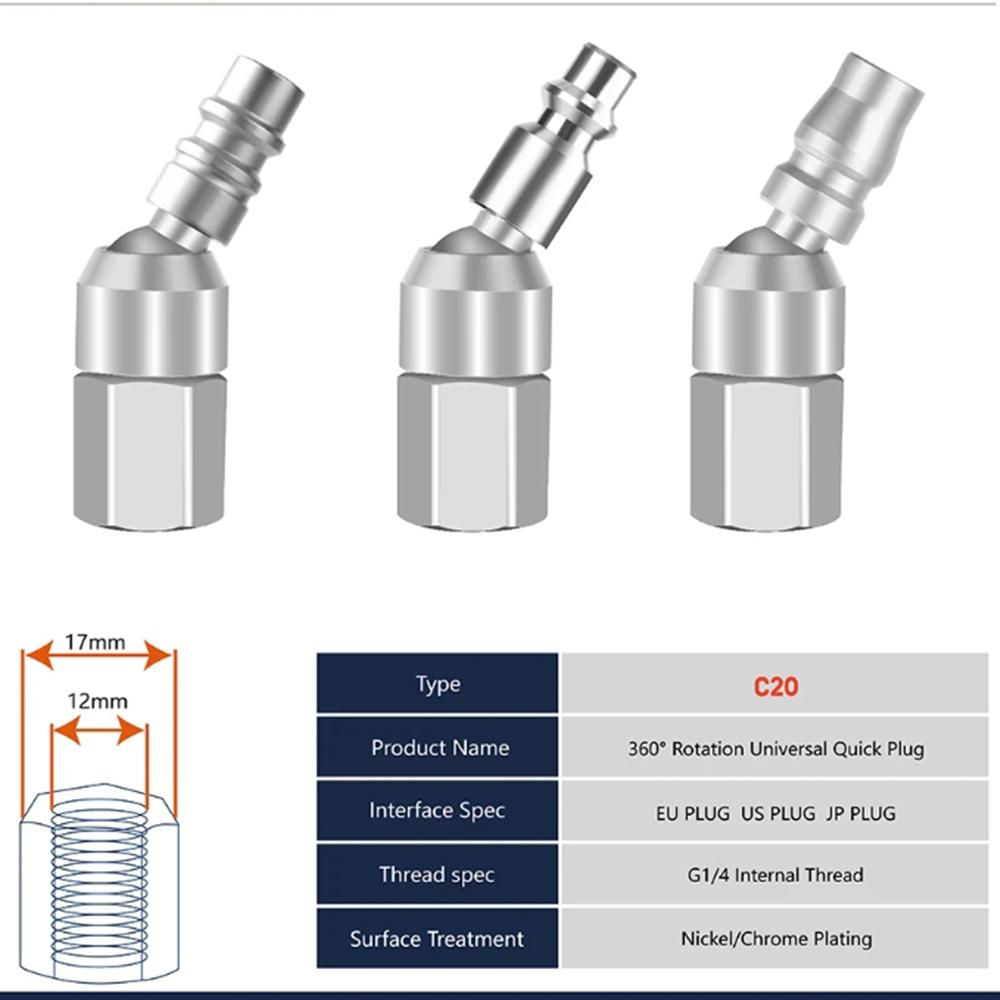 Universal Spray Gun Connector, 360 Quick Connections, European Style, Quick Coupling, Male Air Hose, Quick Coupler, Air Fitti
