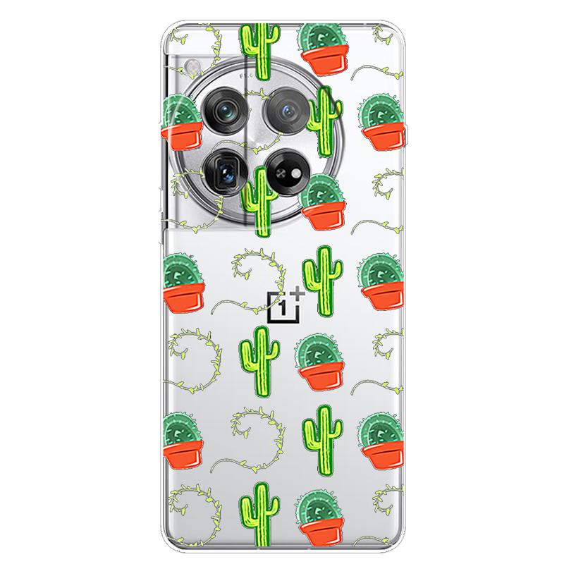 For OnePlus 12 Case 12R 5G Flower Clear TPU Soft Silicone Transparent Back Case for One plus 12R Cover on for Oneplus12 5G Coque