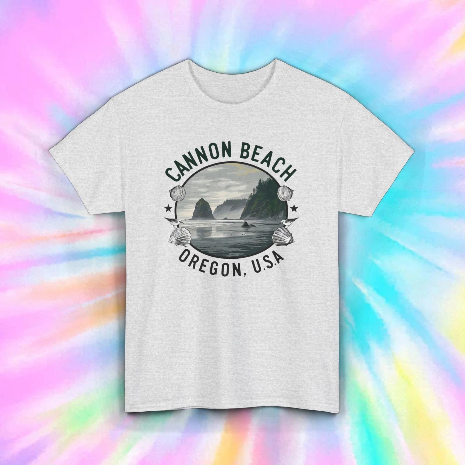 Cannon Beach Oregon T-Shirt | Coastal Scene Graphic Tee | Travel Souvenir 1 XL