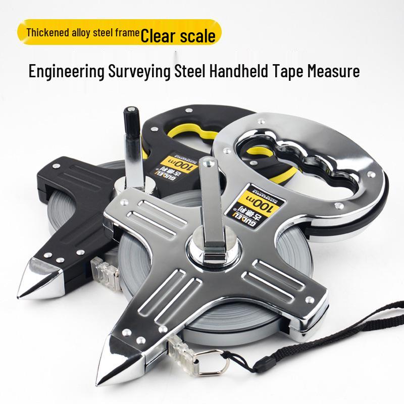 30m/50m/100m Waterproof Rustproof Steel Handheld Tape Measure for Construction 30m Plastic Shell Frame Steel Tape 12.5cm