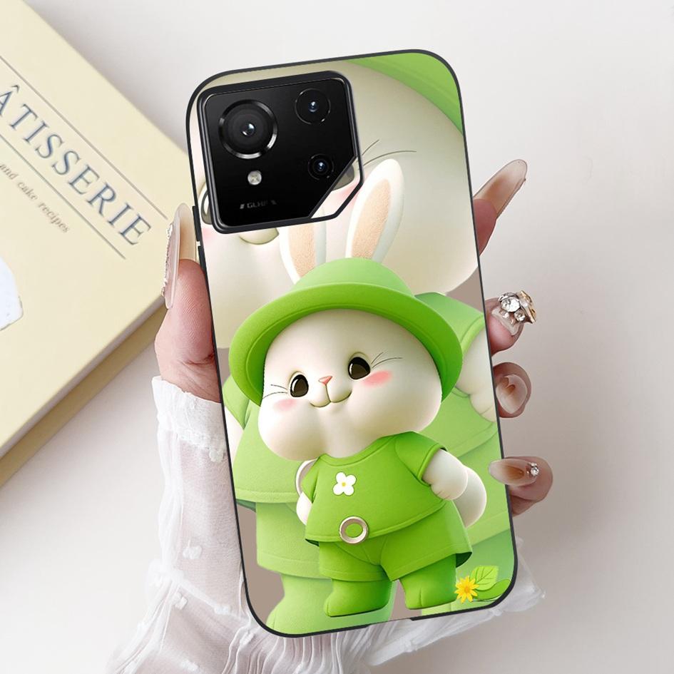 For Asus Rog Phone 9 Pro 5G Case Popular Flower Cartoon Soft Black Silicone Shockproof Cover For Asus Rog Phone 9 FE Phone9 Capa