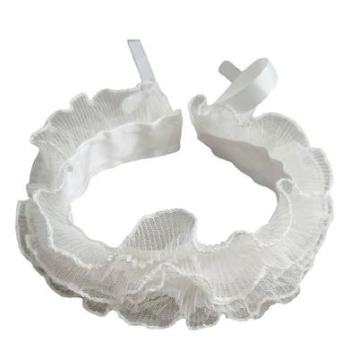 Colletto a gorgiera vintage vittoriano a strati con ruches, girocollo in rete con lacci, benda, accessorio per abbigliamento da donna e ragazza