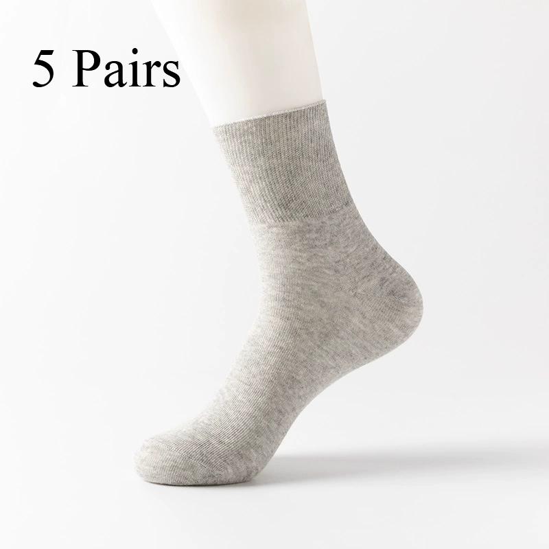 5 Pairs of Women'S Diabetic Socks, Non-Binding, Seamless Toe, Reinforced Heel, Knit Fabric with Cotton, Polyester, Spandex - Comfortable & Stretchable