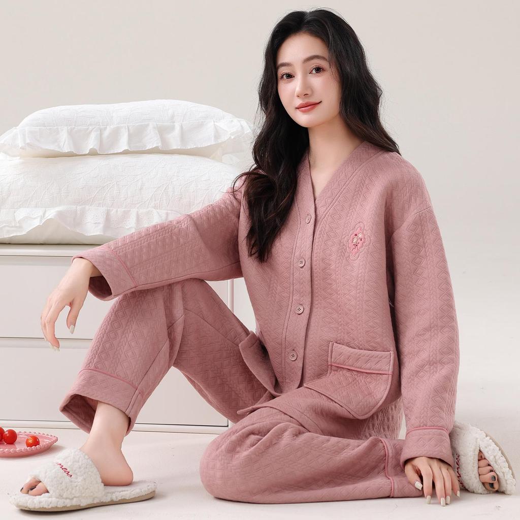 Women's Autumn/Winter 2025 Pure Cotton Kimono Pajamas - Thick, Warm, Layered.