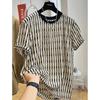 Herren Sommer Hohl Streifen Kurzarm Herren O-Ausschnitt Hip-Hop Street High Street Paar T-Shirt Streetwear Outdoor für Kleidung