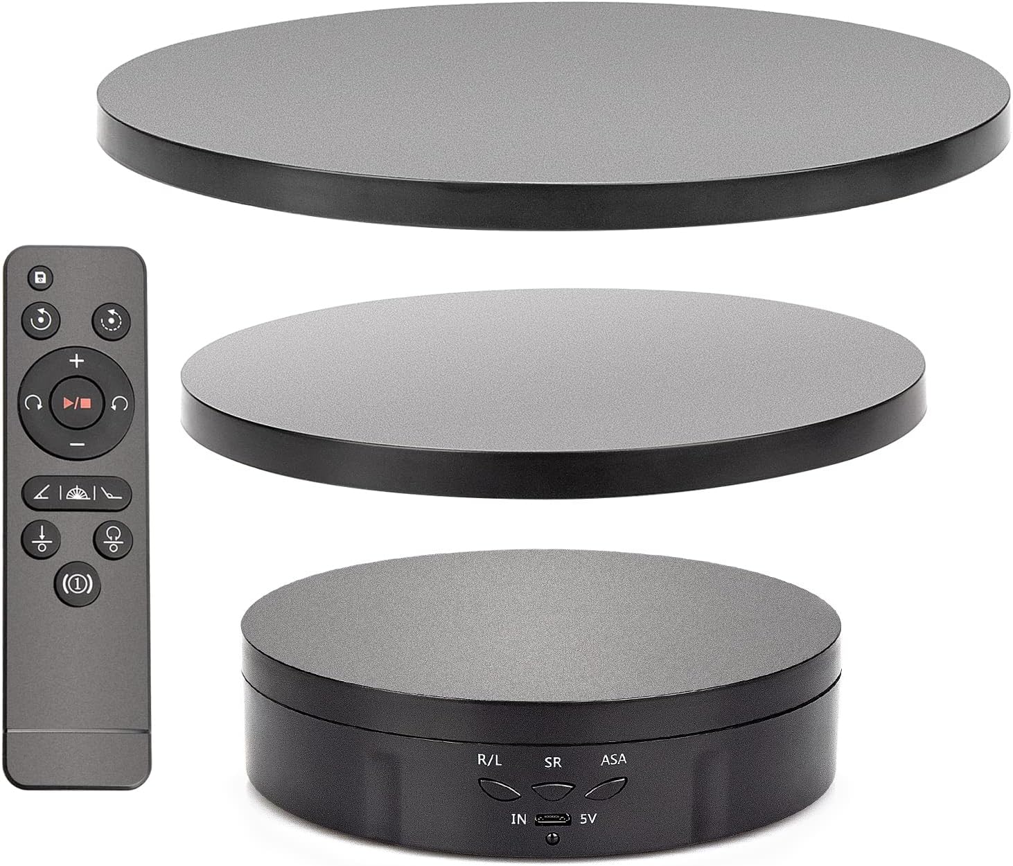 

Вращающаяся подставка 3 в 1 5 В Электрический поворотный стол 360 градусов с пультом дистанционного управления для фото- и видеосъемок 1 Pieces чёрный