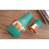 Pure Copper Bottle with Inbuilt Glass, Surahi Design Green Half Silk Half Hammered Finish, Drinkware & Storage Purpose - Volume 1.25 Litre (Pack of 2)