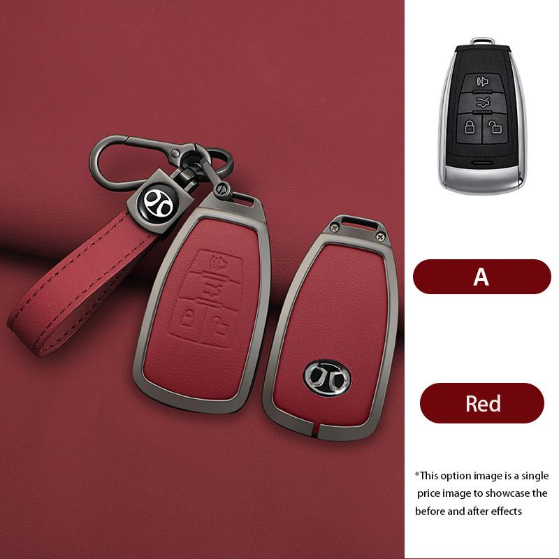 Zinklegierung Auto Fernbedienung Schlüsselhülle Abdeckung Schutzschale Anhänger für Baic Senova X25 X35 X55 X65 D50 Für Changhe Q25 Q35 A6 Auto Zubehör black