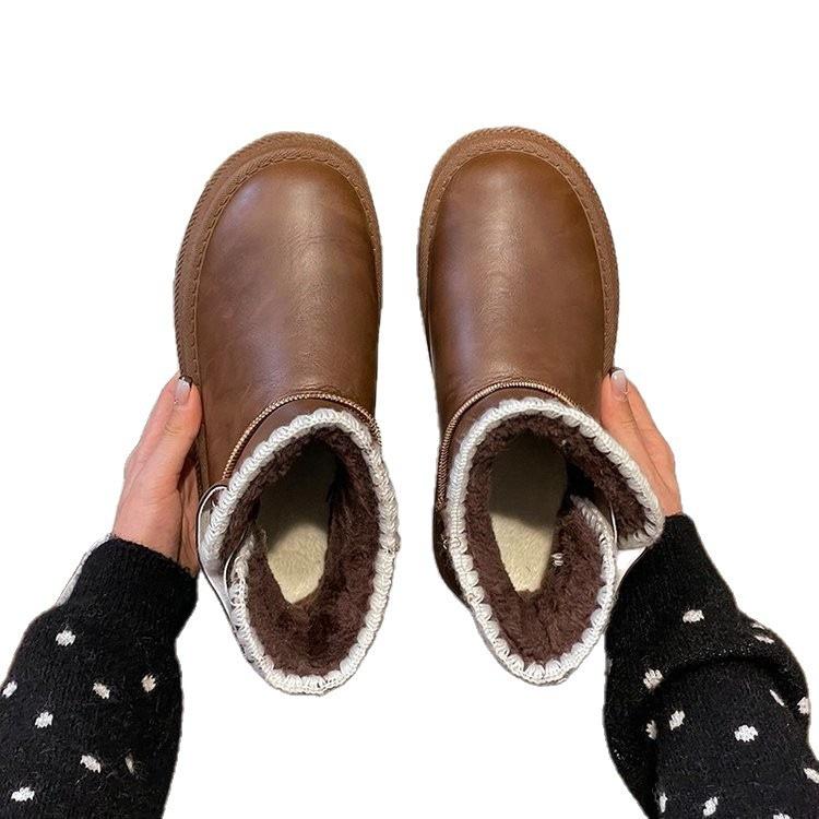 Fleece thickened non-slip thick-soled snow boots, new winter heightening warm bread cotton shoes