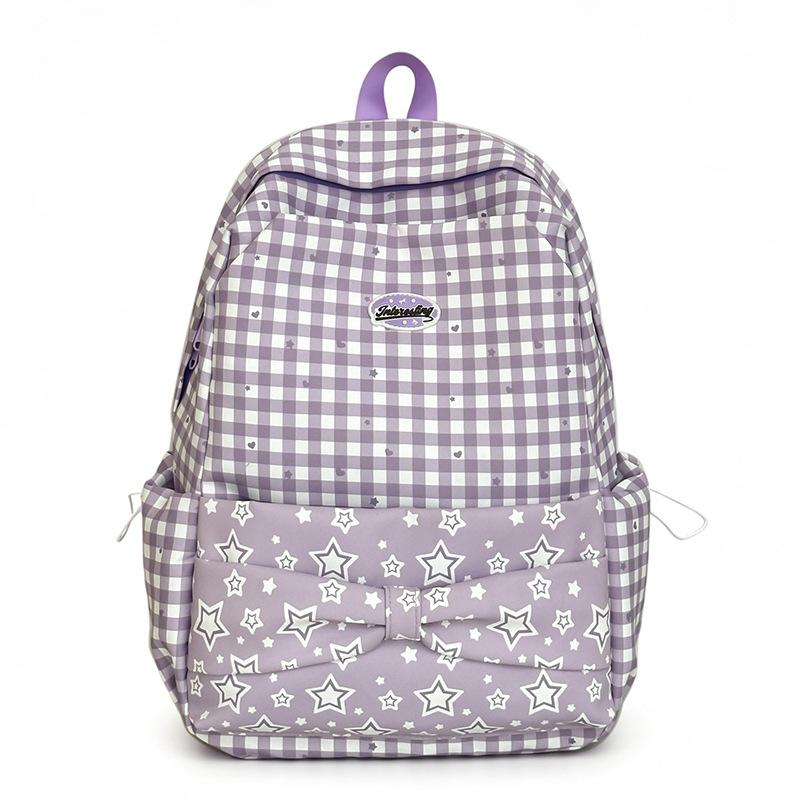 Schoolbag Bag Backpack Schoolbag Student High Value Plaid Backpack Large Capacity New Bag Korean Niche Lightweight