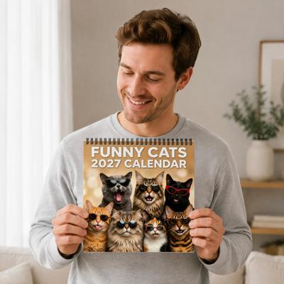 Cute Cat Photos Wall Art 2027 Funny Calendar, 12-Month Humorous Quotes & Theme Room Decor Planner with Special Dates, Gift for Lovers Functional Paper
