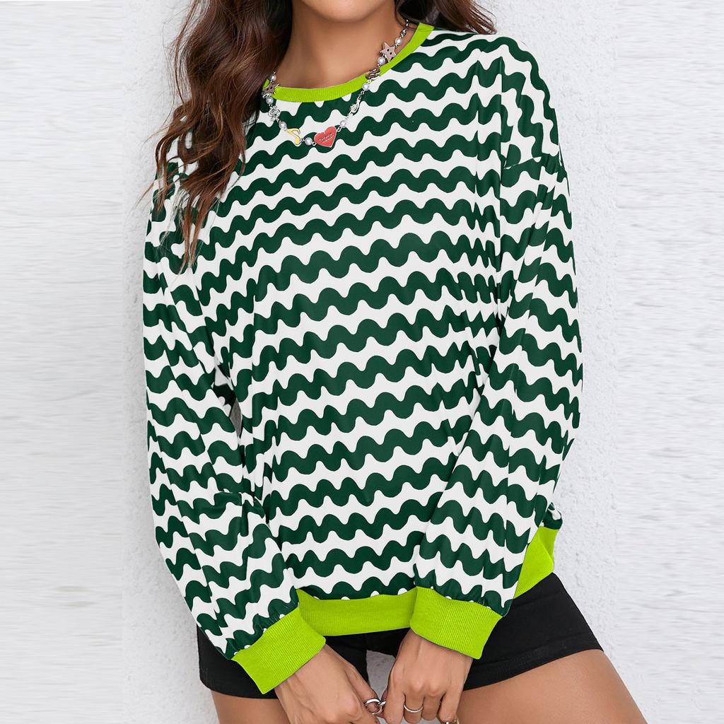 Women's Casual Wave Pattern Long Sleeve Sweatshirt