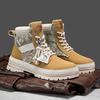 Leather Martin Boots Men's Autumn High-top Men's Boots Autumn and Winter Velvet Tooling Trendy Boots Men's Straw Bottom