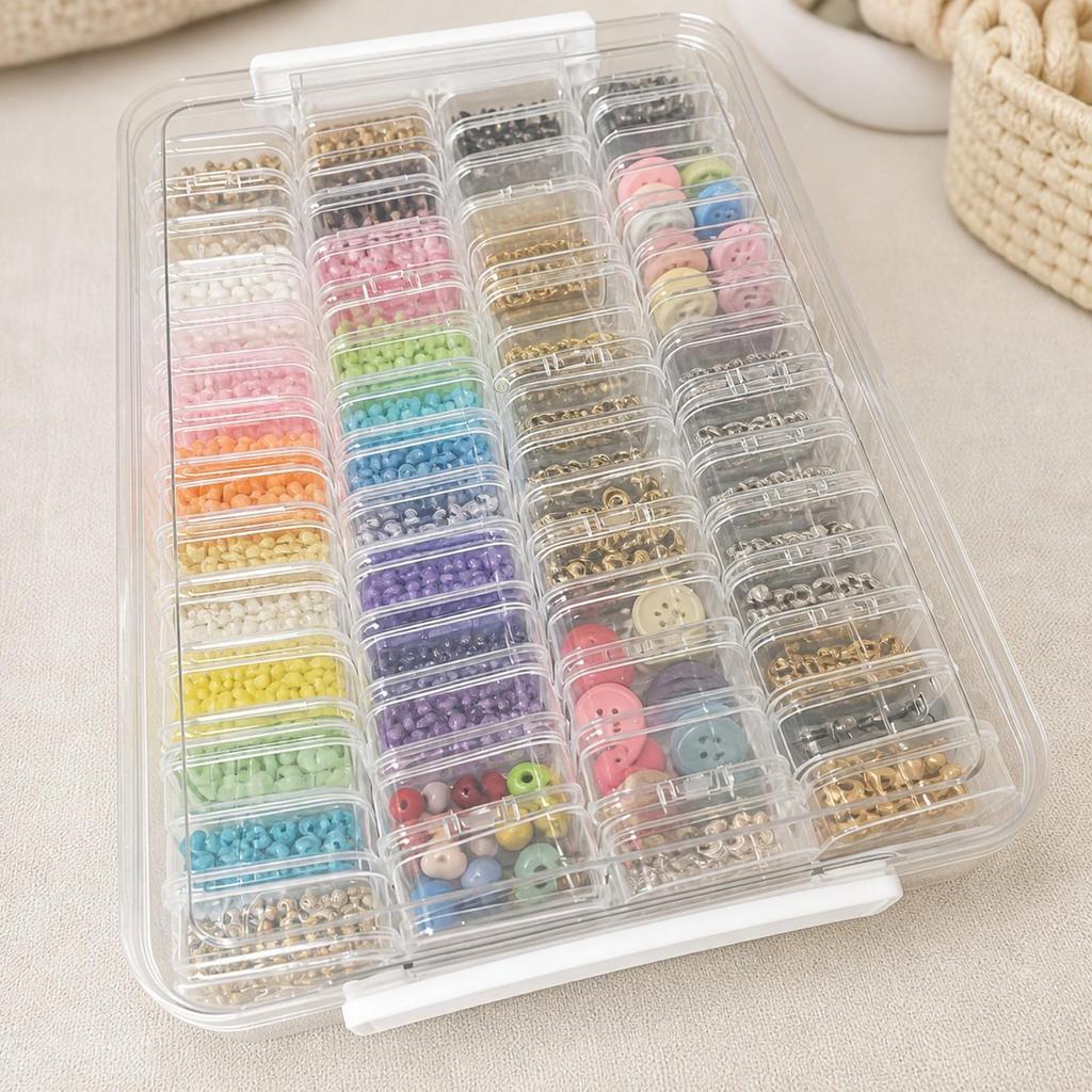 Craft Organizer with Small Bottles Transparent Box Clear for Crafters