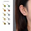 925 Sterling Silver Colorful Zircon Geometric Mini Stud Earrings for Women Hypoallergenic Jewelry Gift