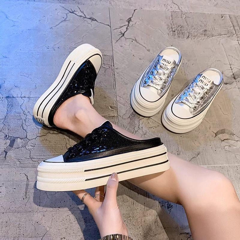 Fashion Sandals Crystals Woman Slippers Jewels Mules Slides Outside Shoes for Women Rhenstone Thick Platform Waterproof Summer Sale Eva