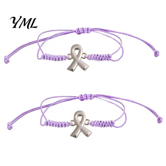Unisex Minimalist Wrist Accessory 2PCS Hand-woven Braided Bracelets with Metal Ribbon Pendant, Adjustable Cord Awareness Durable Bracelet for