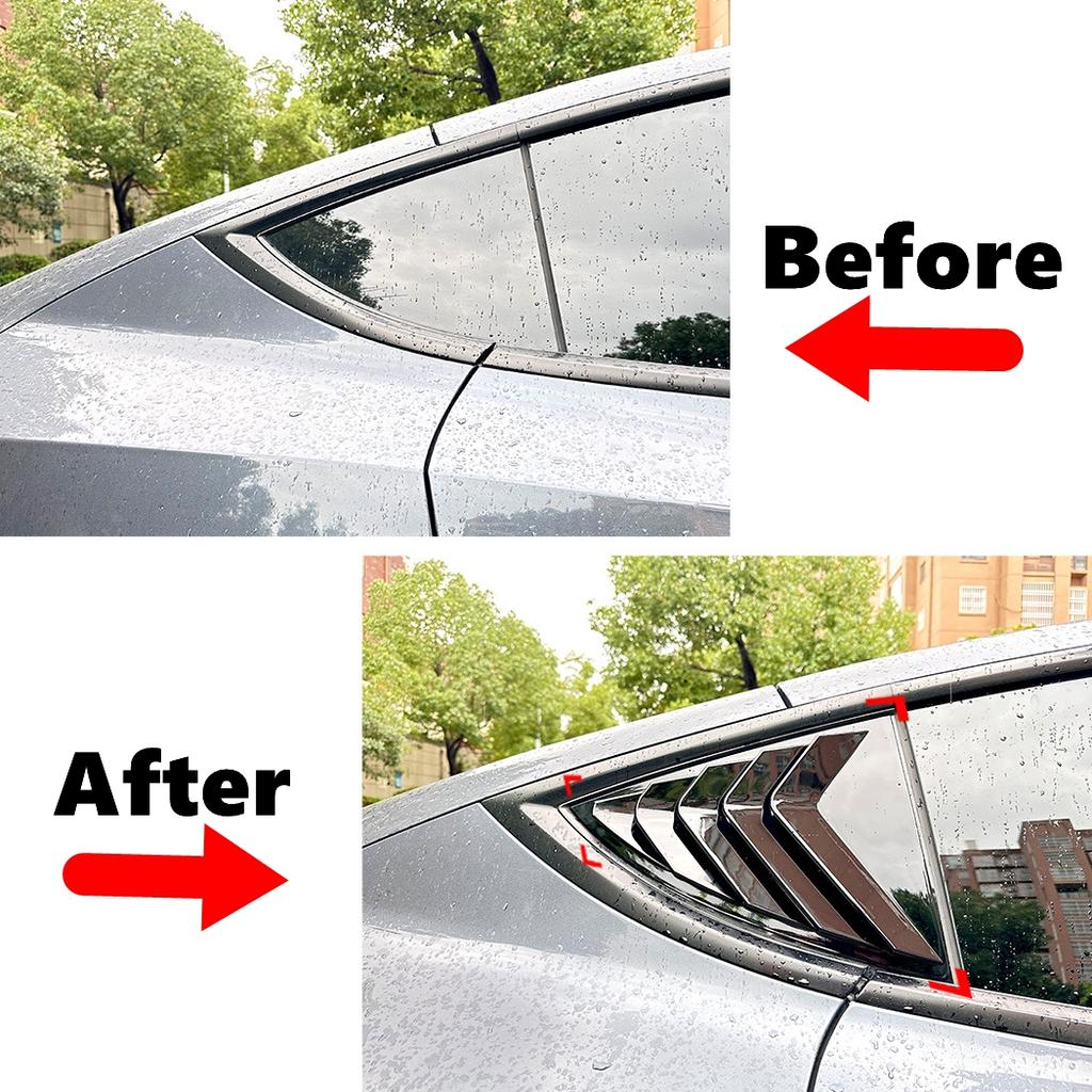 Rear Triangle Window Shutters Triangle Sunshade Modified Patch Shark Gill For Tesla Model Y 2019-2024