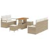 Ensemble de 8 pièces de Canapés de Jardin avec Coussins Rattan Beige Poly Acacia, Canapé de Jardin 2 Places avec Coussins 3362471