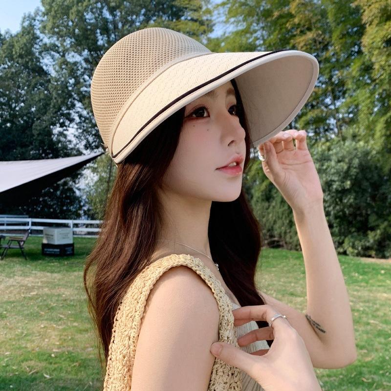 Women's mesh breathable hollow-out sun hat with wide brim - perfect for equestrian sports and outdoor activities, minimizes the appearance of your fac